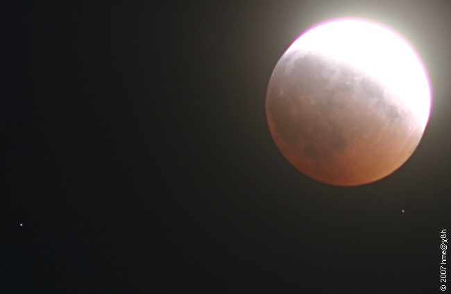 lunar eclipse during partial phase, deep image
