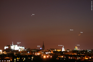 Mercury, Venus and Moon over Edinburgh