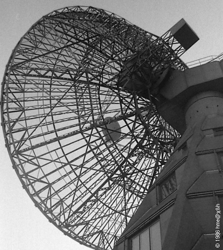 radio telescope from behind